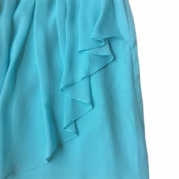 David’s Bridal Crinkle Chiffon Sweetheart Dress Blue Size 2 Bridesmaid Strapless - Picture 5 of 8